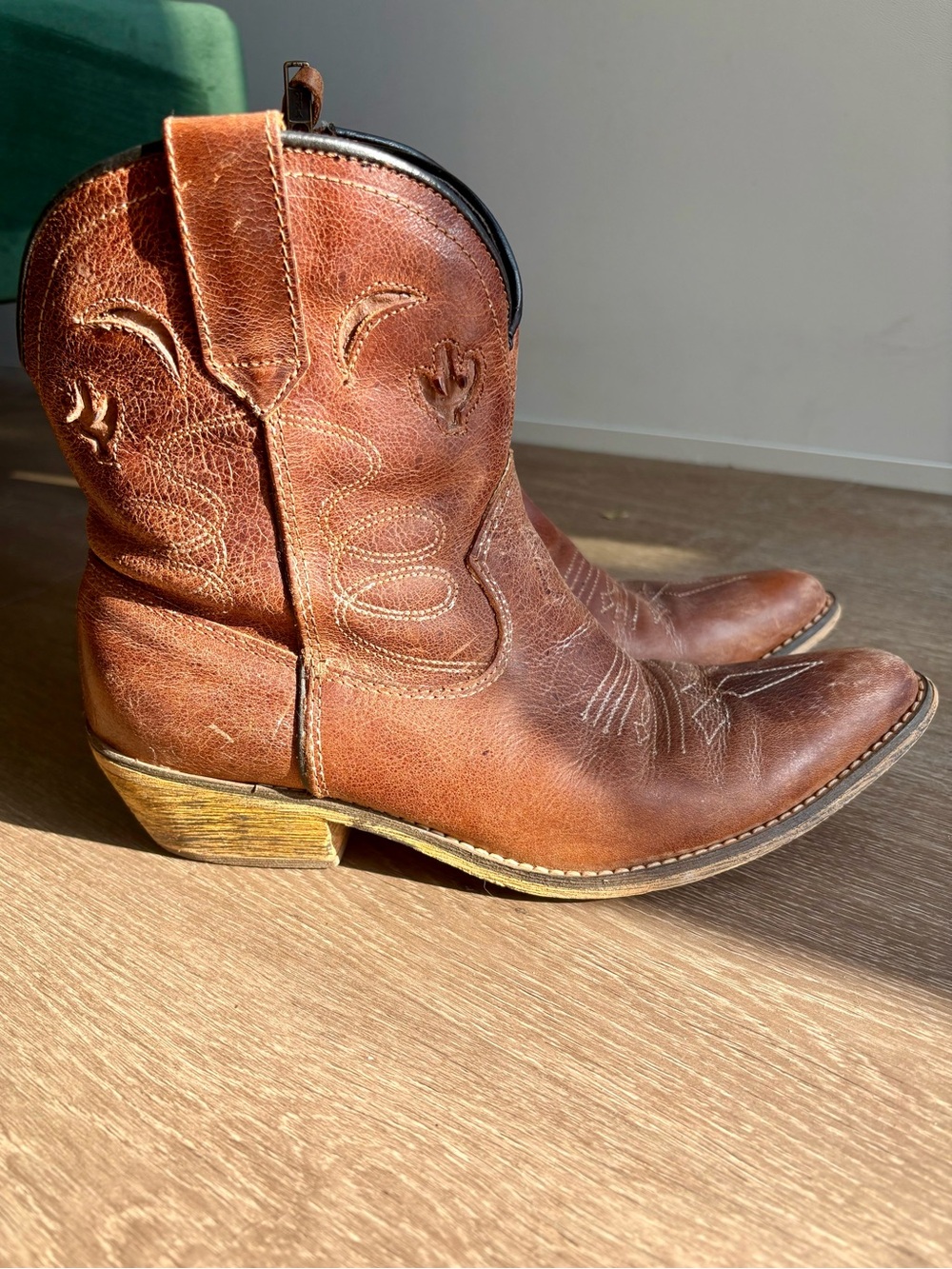 Leather cowboy boots